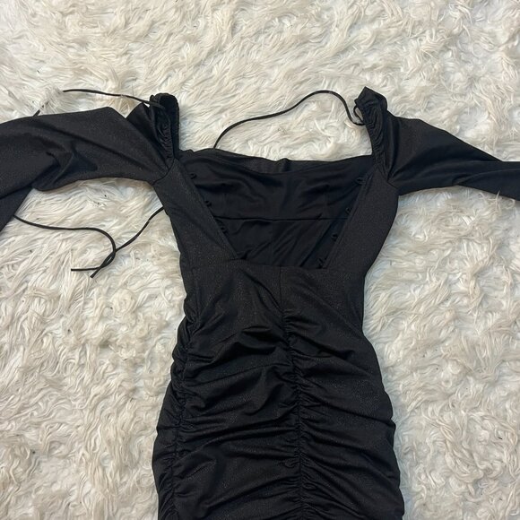 Lucy in the Sky Glitter Long Sleeve Corset Mini Dress in Black Small - Picture 5 of 6